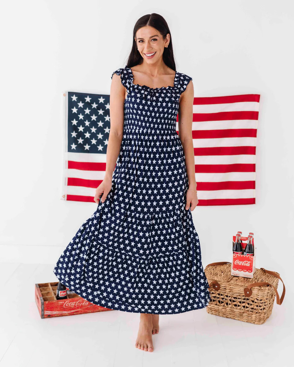 Navy Star Women's Flutter Sleeve Dress | Bums & Roses
