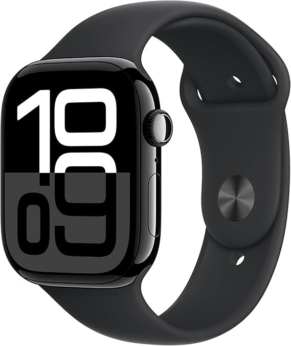 Apple Watch Series 10 [GPS 46mm case] Smartwatch with Jet Black Aluminum Case with Black Sport Ba... | Amazon (US)