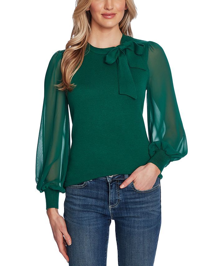 CeCe Mixed-Media Bow Sweater  & Reviews - Sweaters - Women - Macy's | Macys (US)