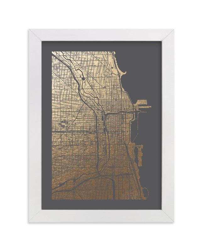 "Chicago Map" - [non-custom] Foil-pressed Art Print by Alex Elko Design. | Minted