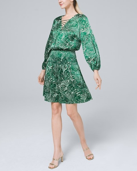 Smocked Burnout Blouson Dress | White House Black Market