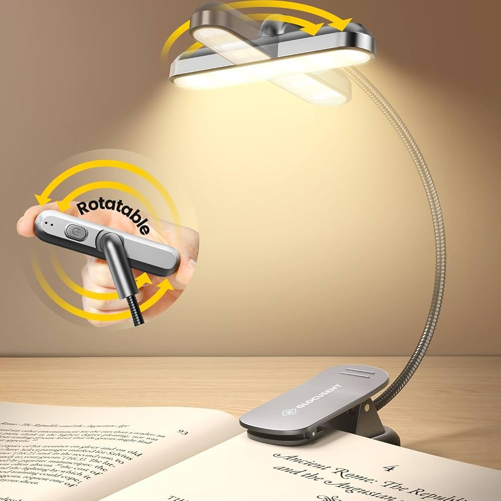 Glocusent Rotatable Book Light for Reading in Bed, 16LEDs Dual-Row Design with Timer, Stepless Di... | Amazon (CA)