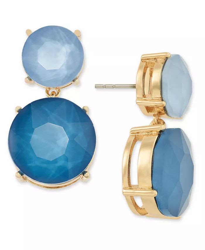 On 34th Gold-Tone Stone Double Drop Earrings, Created for Macy's - Macy's | Macy's