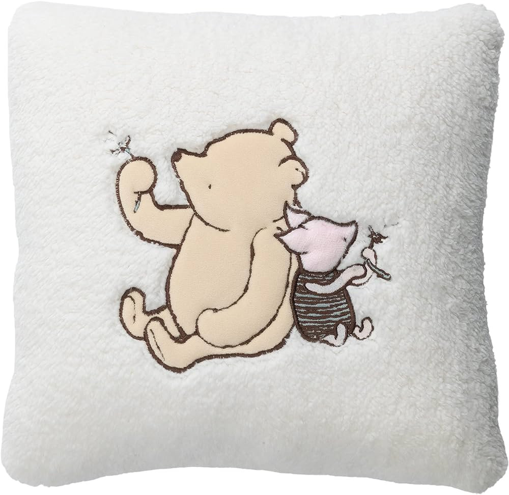 Lambs & Ivy Storytime Pooh Soft Faux Shearling Nursery Throw Pillow - Cream | Amazon (US)