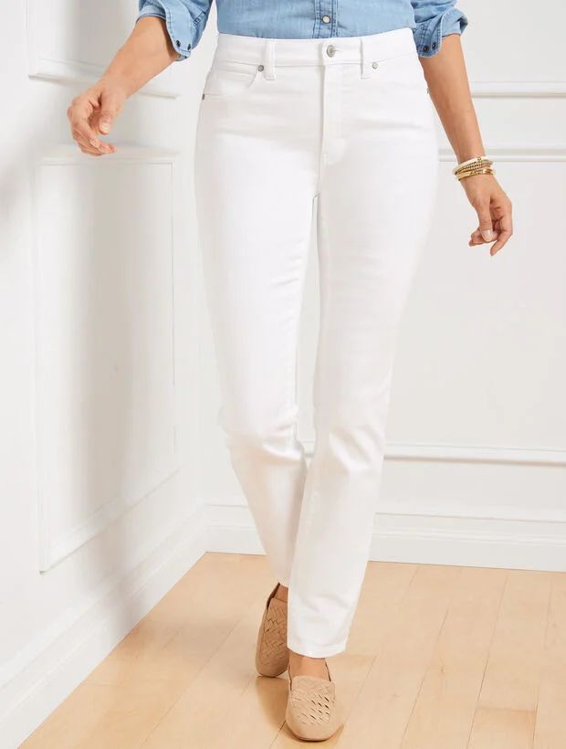 High-Waist Straight-Leg Jeans - White - Curvy Fit | Talbots