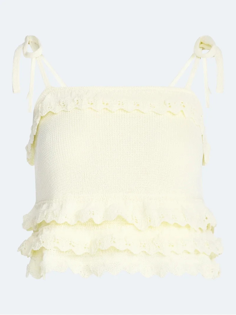 Scoop Women's Tie Ruffle Sweater Tank, Sizes XS-XXL | Walmart (US)