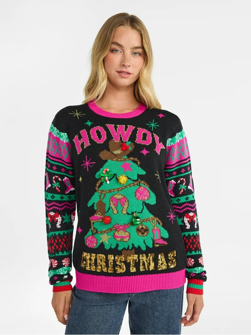 No Boundaries Christmas Sweater, Lightweight, Women's | Walmart (US)