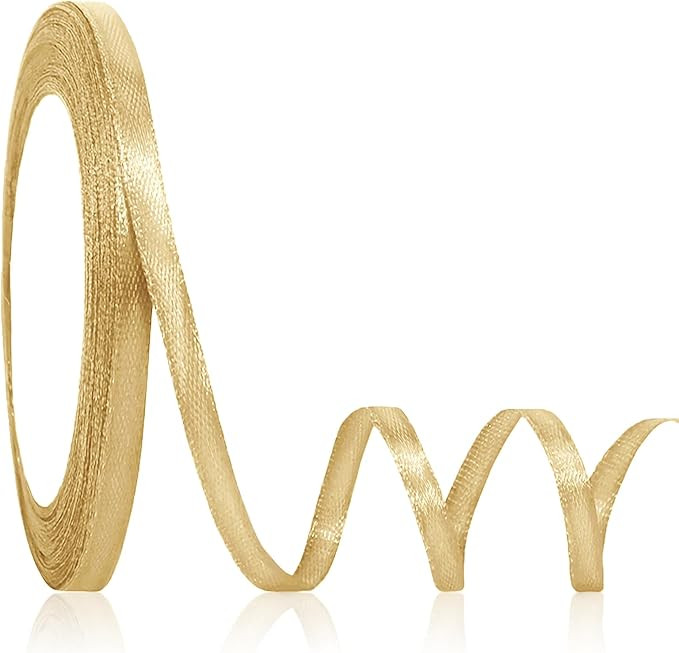 OMAIGAR Gold Ribbon 1/4 Inch Width, Solid Satin Ribbons with 25 Yards Length Silk Fabric for Gift... | Amazon (US)