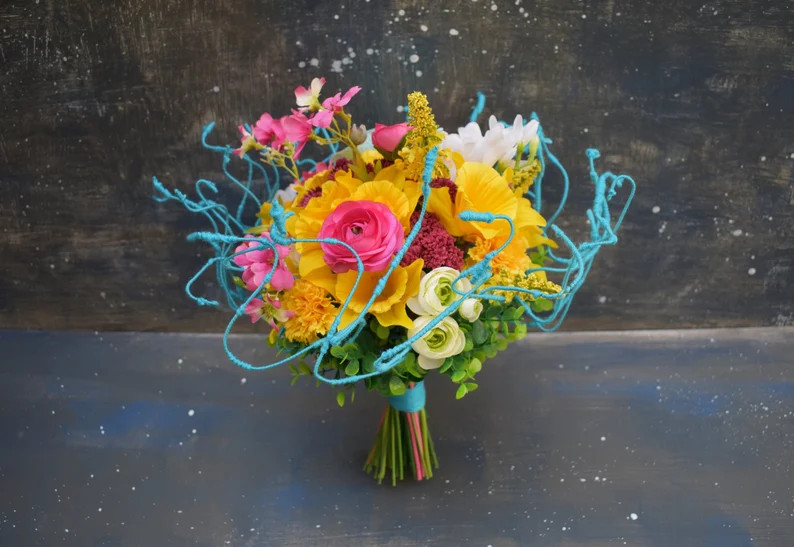 Bright Bridal Bouquet Alternative Bridal Bouquet Artificial | Etsy | Etsy (US)