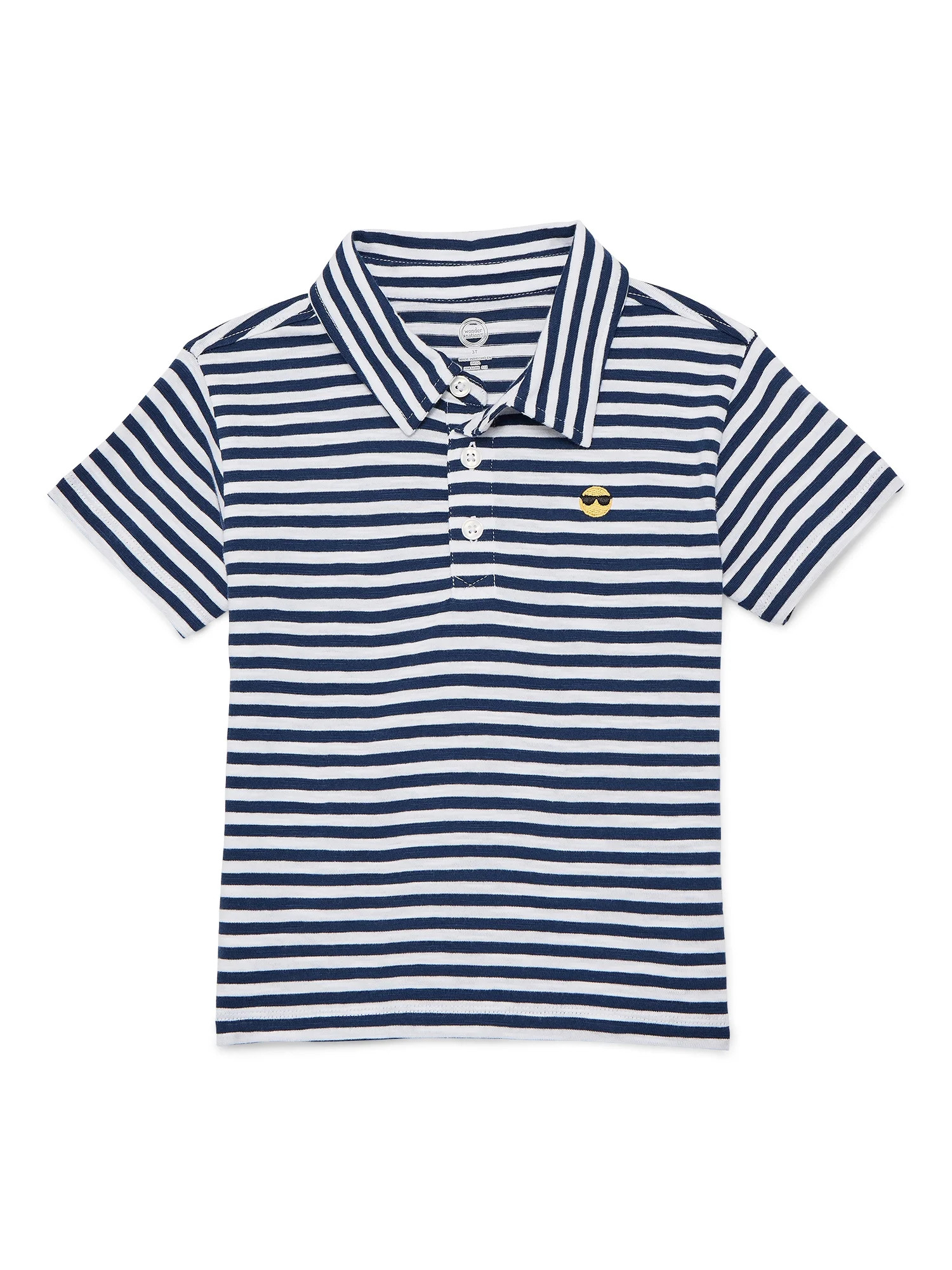 Wonder Nation Toddler Boys Striped Polo Shirt with Short Sleeves, Sizes 12M-5T | Walmart (US)