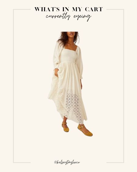 What’s in my cart // currently eyeing + loving this free people eyelet long sleeve maxi dress! Thinking of buying it for postpartum / newborn photos & also would be so cute for an Easter dress! 

#LTKstyletip #LTKSeasonal #LTKbump