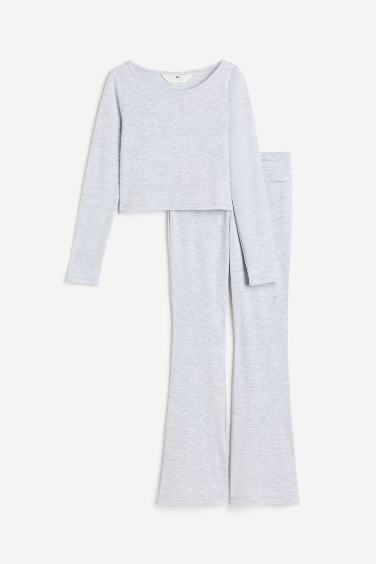2-piece Jersey Set - Light gray melange - Kids | H&M US | H&M (US + CA)