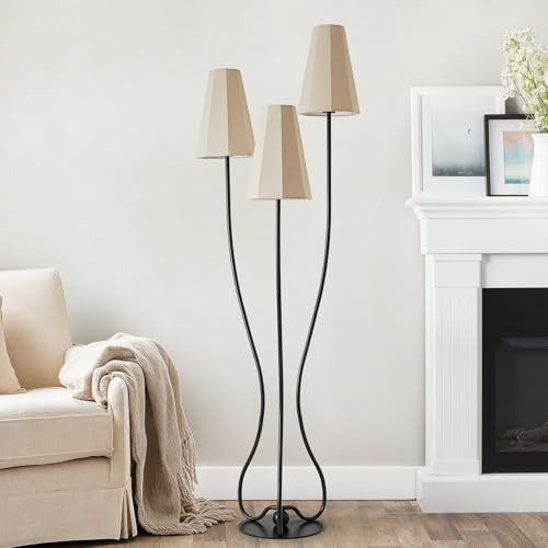 Artistic Vintage Floor Lamp, 3-Light Standing Lamps with Sculptural Curved Iron Base & Octagonal ... | Amazon (US)