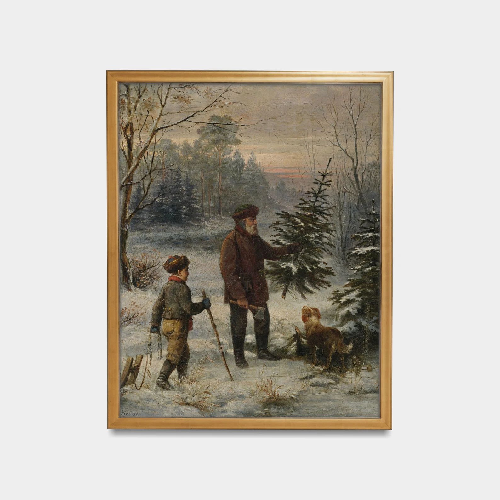 Vintage Christmas Prints Antique Painting Gallery Wall Set - Etsy | Etsy (US)