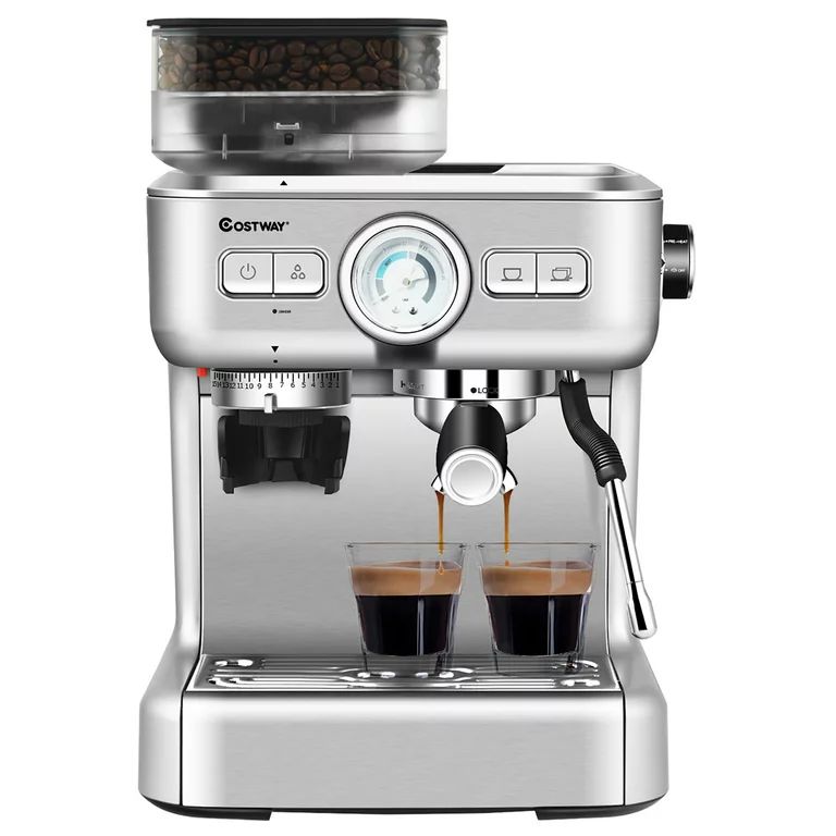 Costway Espresso Cappucino Machine Coffee Maker Stainless Steel w/ Grinder & Steam Wand | Walmart (US)