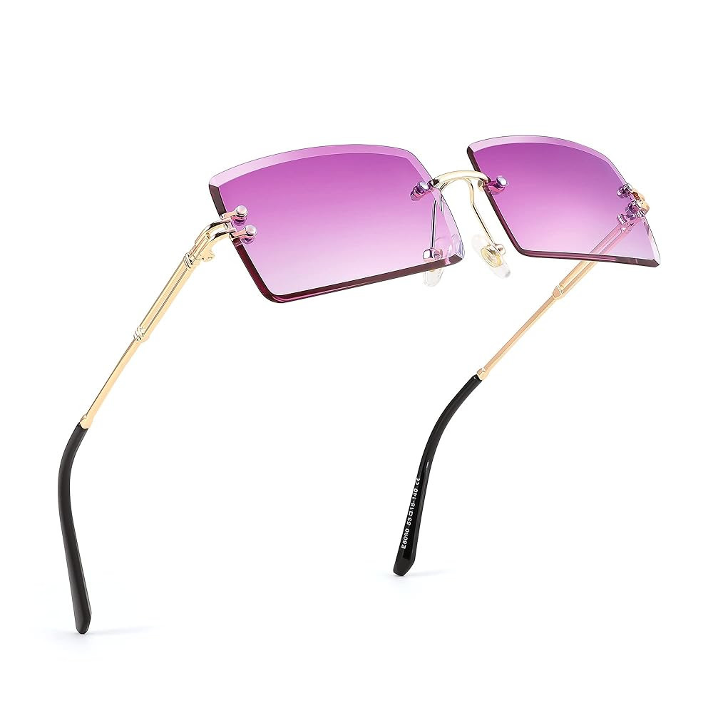FEISEDY Vintage Rimless Sunglasses Rectangle Frameless Candy Color Glasses Women Men B2642 | Amazon (US)