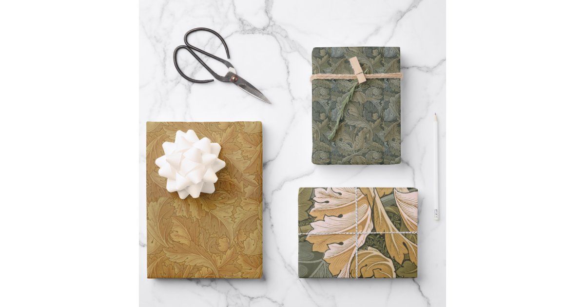 Vintage Foliage Morris Pattern Acanthus Leaves  Wr Wrapping Paper Sheets | Zazzle