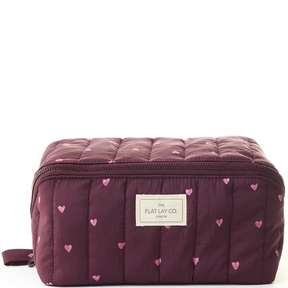 The Flat Lay Co. Marshmallow Flat Lay Makeup Box Bag - Burgundy Hearts LOOKFANTASTIC EXCLUSIVE | Look Fantastic (UK)