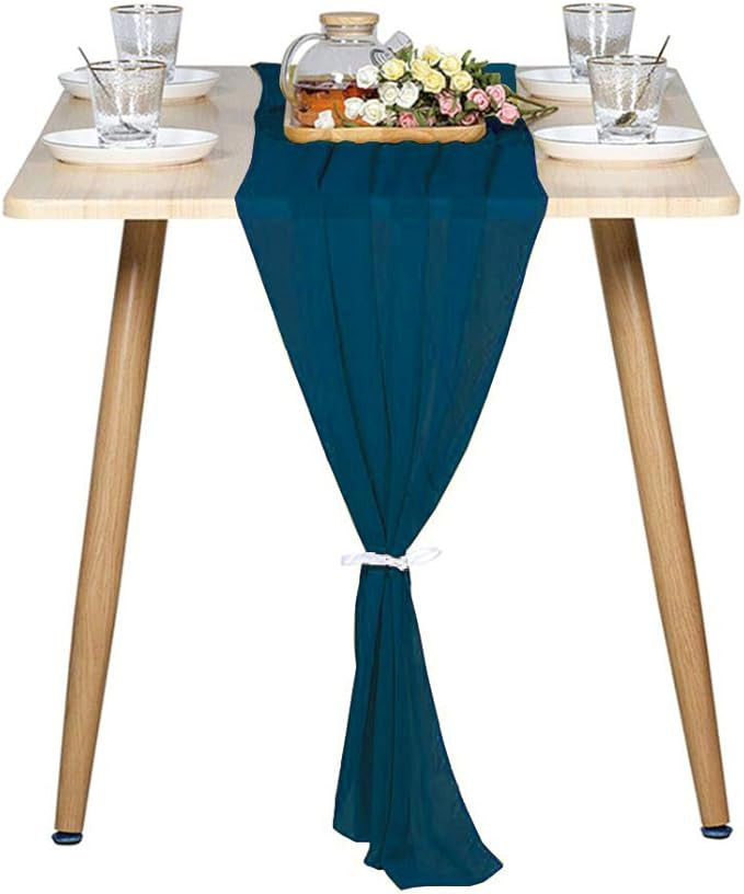 DJBM 27’’x120’’ Sheer Chiffon Table Runner Table Cloth for Wedding Party DIY Decoration T... | Amazon (US)