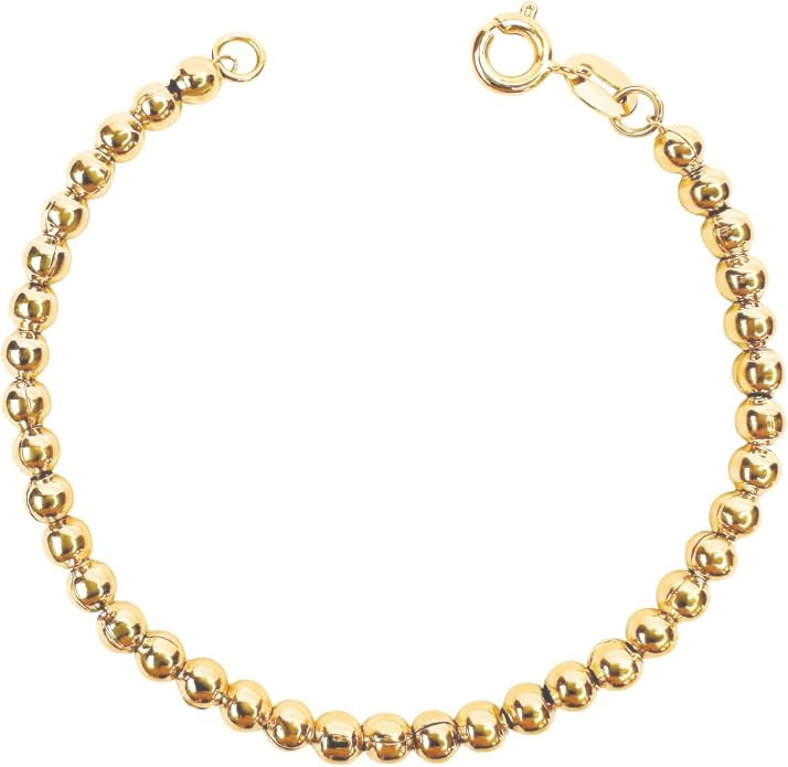 18k Gold Filled 3.5mm Beaded Clasp Bracelet 7 inches - Waterproof and Tarnish proof | Amazon (US)
