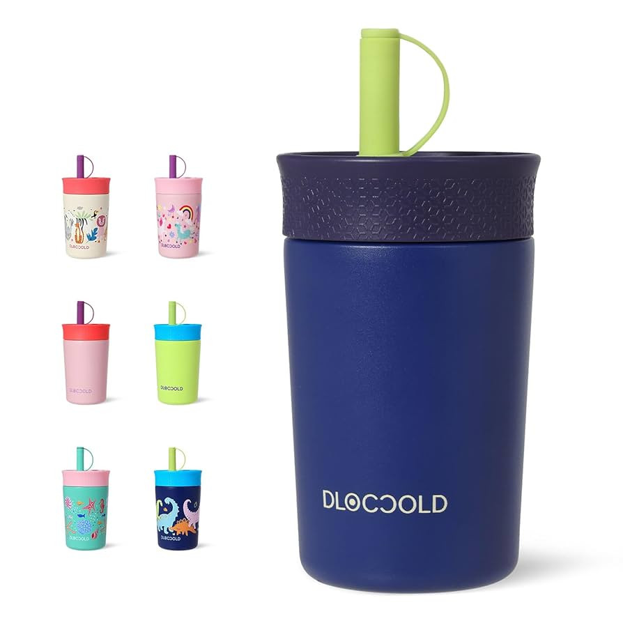 DLOCCOLD 12 oz Insulated Stainless Steel Straw Tumbler, Reusable Sippy Cup With Leak-Proof Spill ... | Amazon (US)