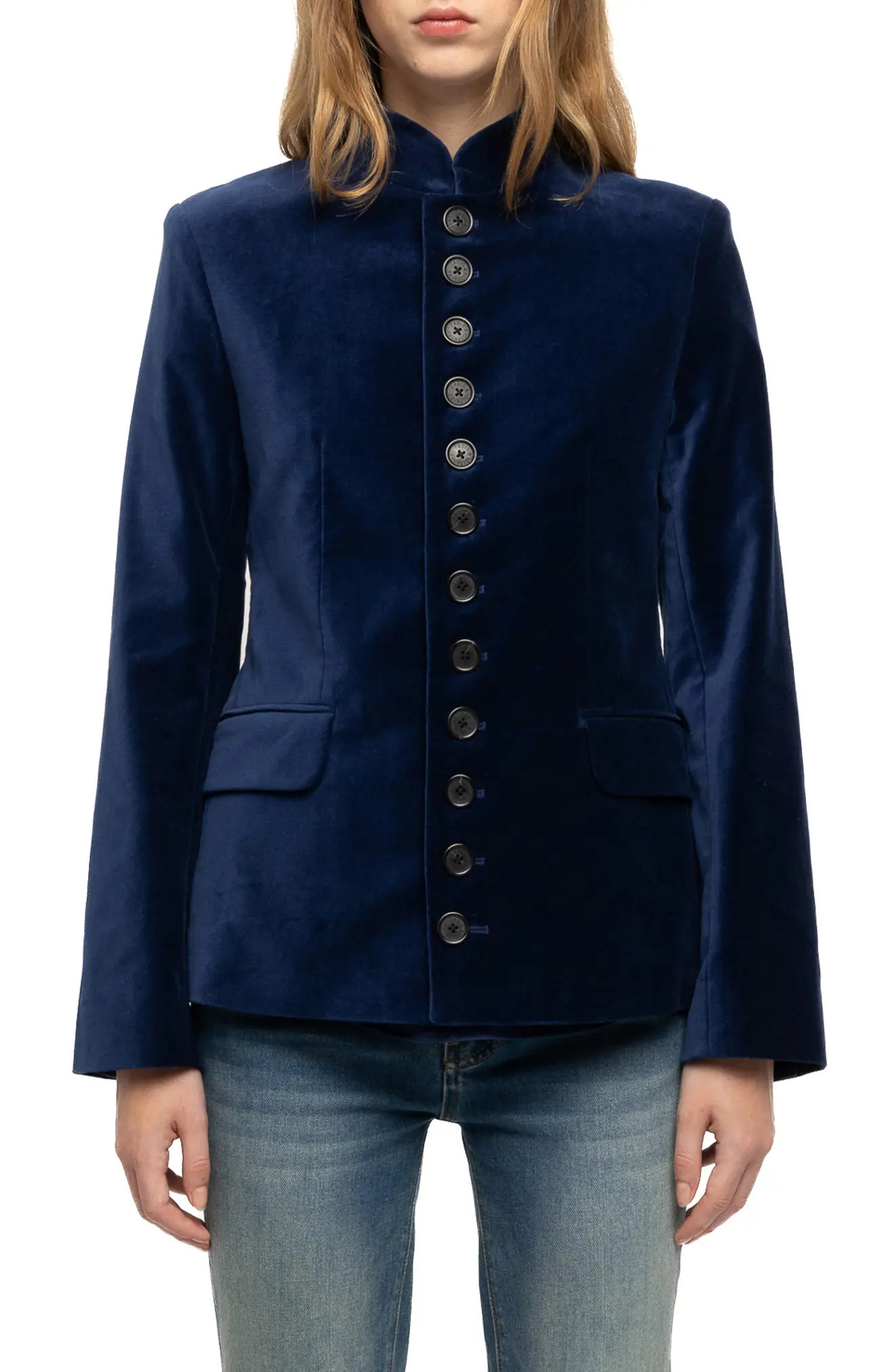 Zadig & Voltaire Vallo Velvet Blazer in Marine at Nordstrom, Size 34 | Nordstrom