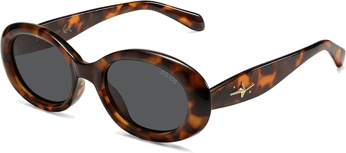 SOJOS Retro Oval Polarized Sunglasses for Women Men 90s Vintage UV400 Protection Tiny Sun Glasses... | Amazon (US)