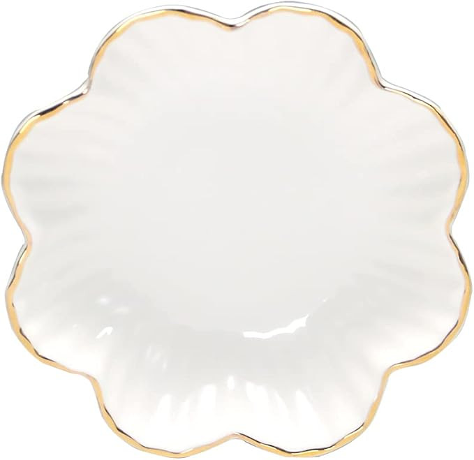 Porcelain Serving Dish,Ceramics Flower Relish Tray with Metallic Rim,Serving Bowls for Wedding,Pa... | Amazon (US)