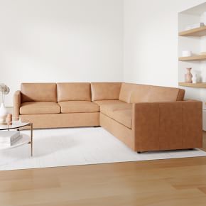 Harris Leather 3-Piece L-Shaped Sectional (103"–113") | West Elm (US)