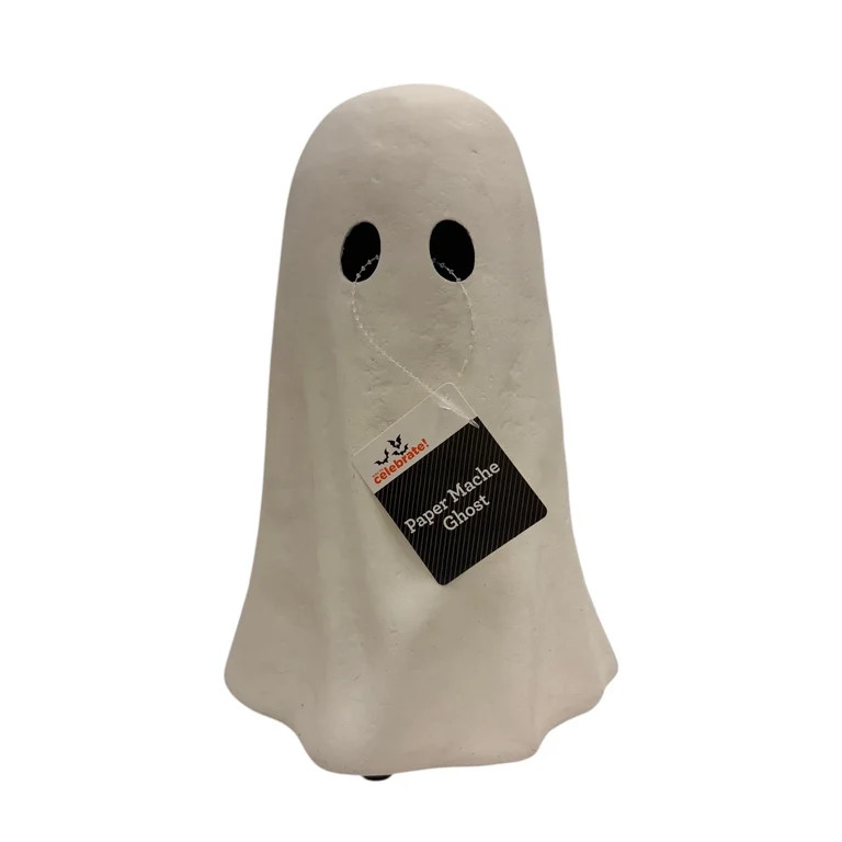 Halloween White Ghost Jack-O-Lantern Paper Mache, 11 inch, by Way to Celebrate | Walmart (US)