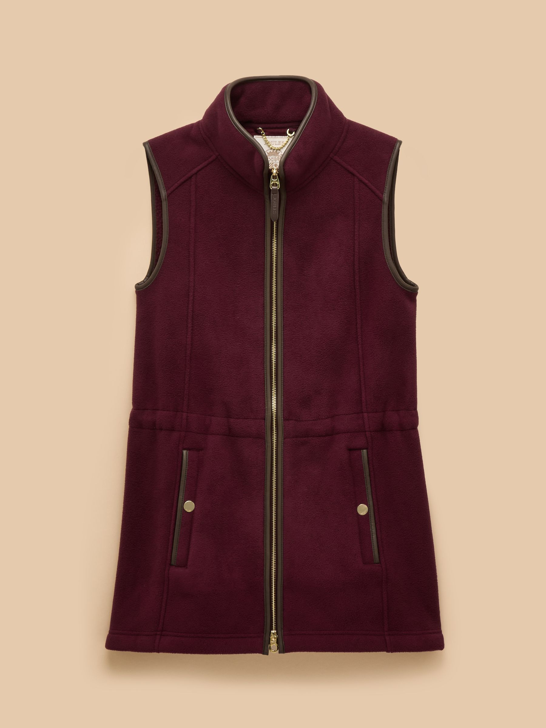 Heritage Red Longline Fleece Gilet | Joules | Joules