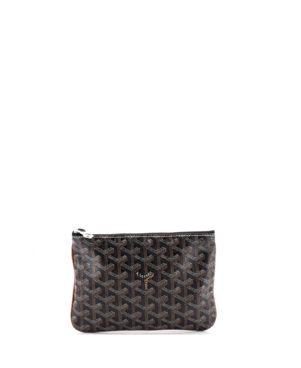 Pre-Owned Goyard Pm Senat Zip Pouch Coated Canvas - Black | Macy's