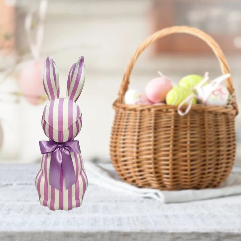 Striped Bunny Tabletop Decoration, Purple and White, 27", Easter by Way To Celebrate | Walmart (US)