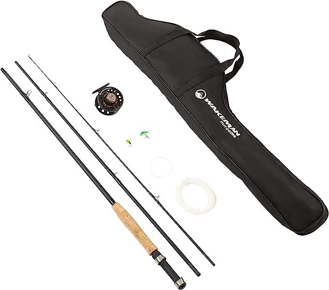 Fly Fishing Pole Collection – 3 Piece Collapsible Fiberglass and Cork Rod and Ambidextrous Reel... | Amazon (US)