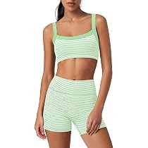 Womens Striped Workout Set Two Piece Yoga Sets Activewear | Amazon (US)
