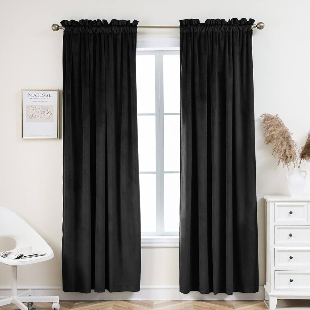 PLEASANT BOULEVARD | Velvet Curtains [2 Panels] Elegant Living Room Bedroom Nursery Window Drape ... | Amazon (US)