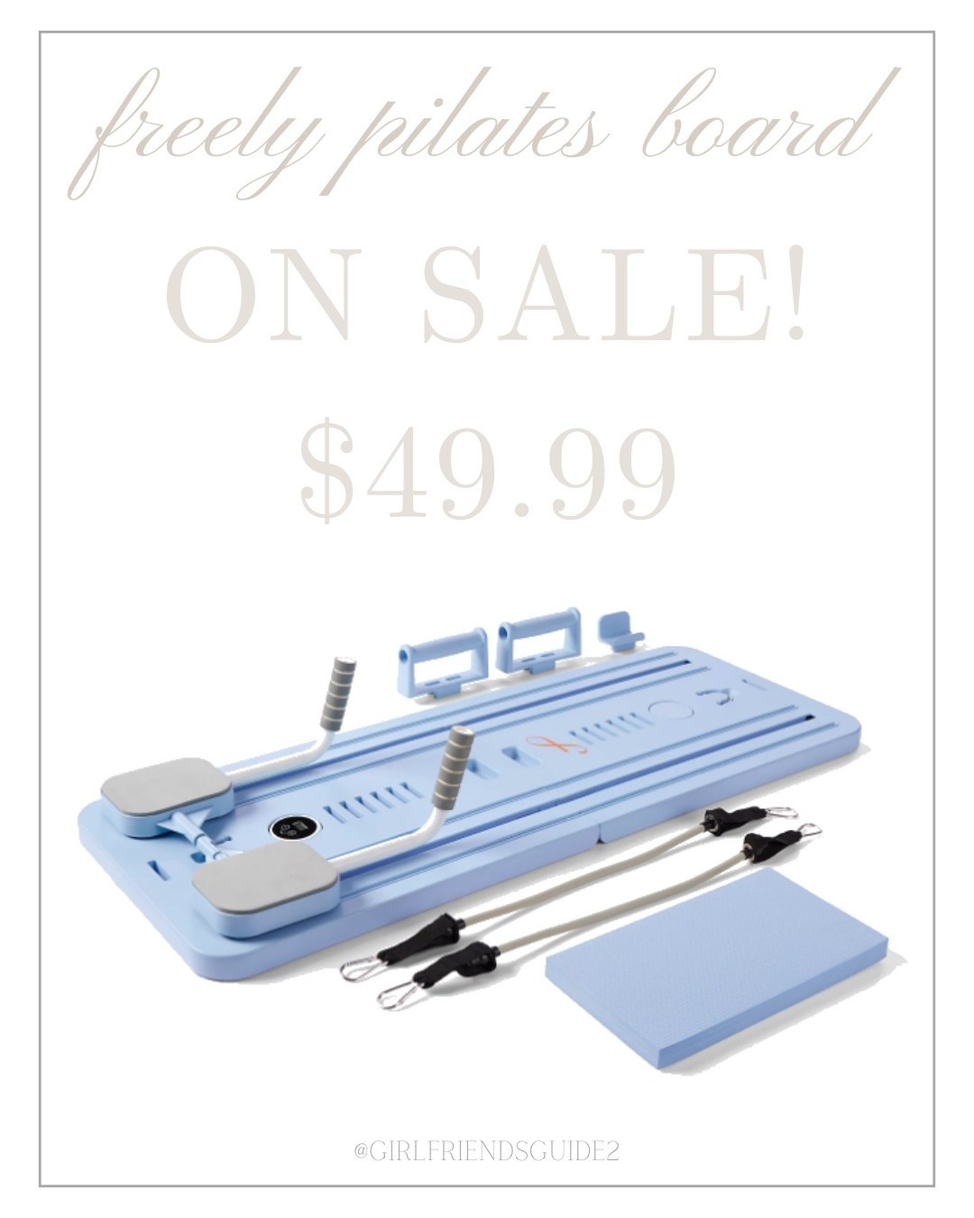 Freely Pilates board at Academic Sports and Outdoors. Comes with the board, 2 push up bars, 2 resistance tubes, phone stand, digital timer, and a knee mat. 

#pilatesboard #pilates 

#LTKfitnessgoals #LTKActive #LTKSaleAlert