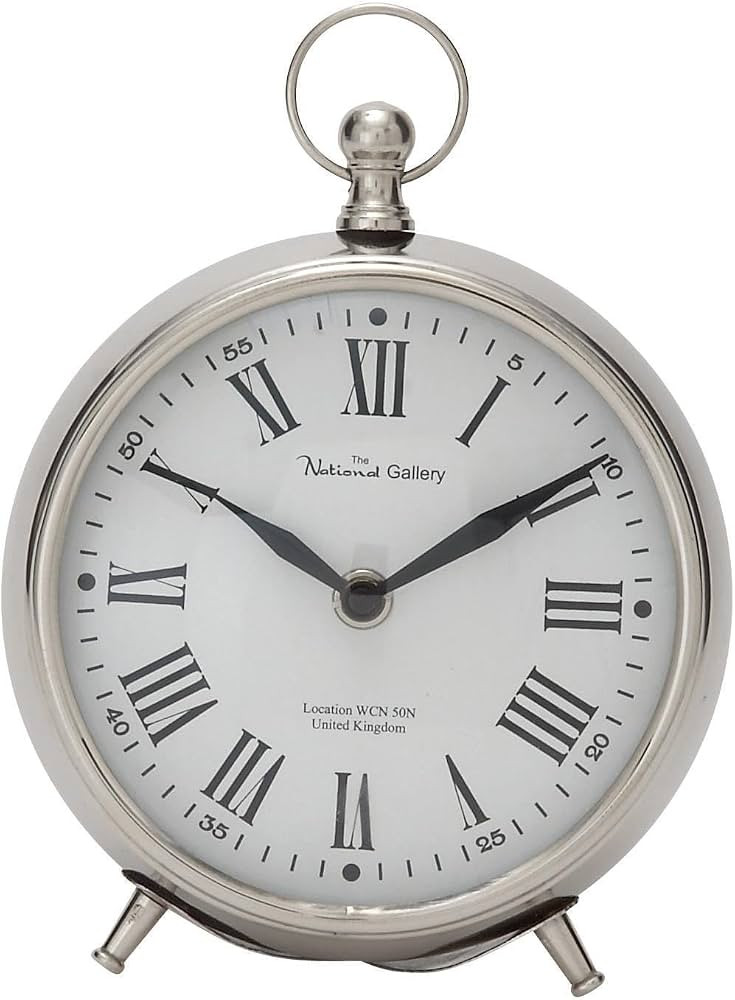 Deco 79 Stainless Steel Metal Decorative Clock Mantel Clock with Ring Top, Tabletop Clock 6" x 3"... | Amazon (US)
