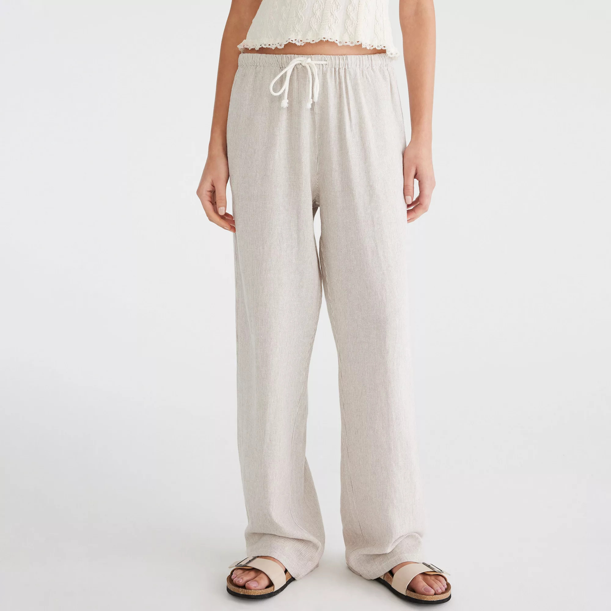 Juniors' Aeropostale Stripe Linen Drawstring Pants | Kohl's