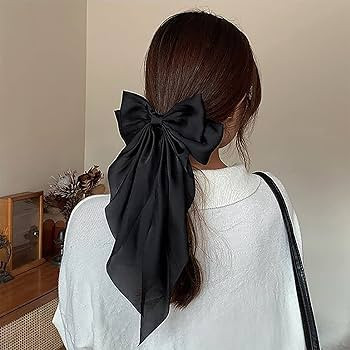2 PCS Bow Hair Clips for Women, Soft Long Tail Large Bow Hair Slides, Metal Spring Clip Vintage S... | Amazon (US)
