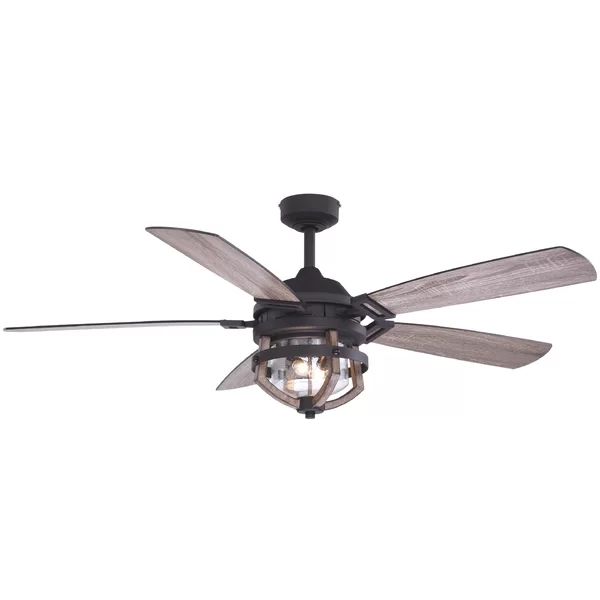 54'' Gil 5 - Blade Outdoor Standard Ceiling Fan with Remote Control and Light Kit Included | Wayfair North America
