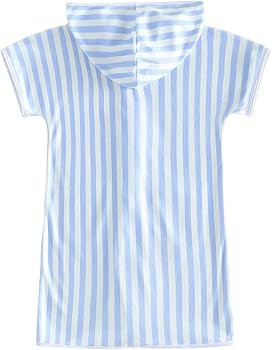 Girls Boys Hooded Terry Coverups One Piece Swimsuits Summer Striped Trim Zip Up Short Sleeve Swim... | Amazon (US)