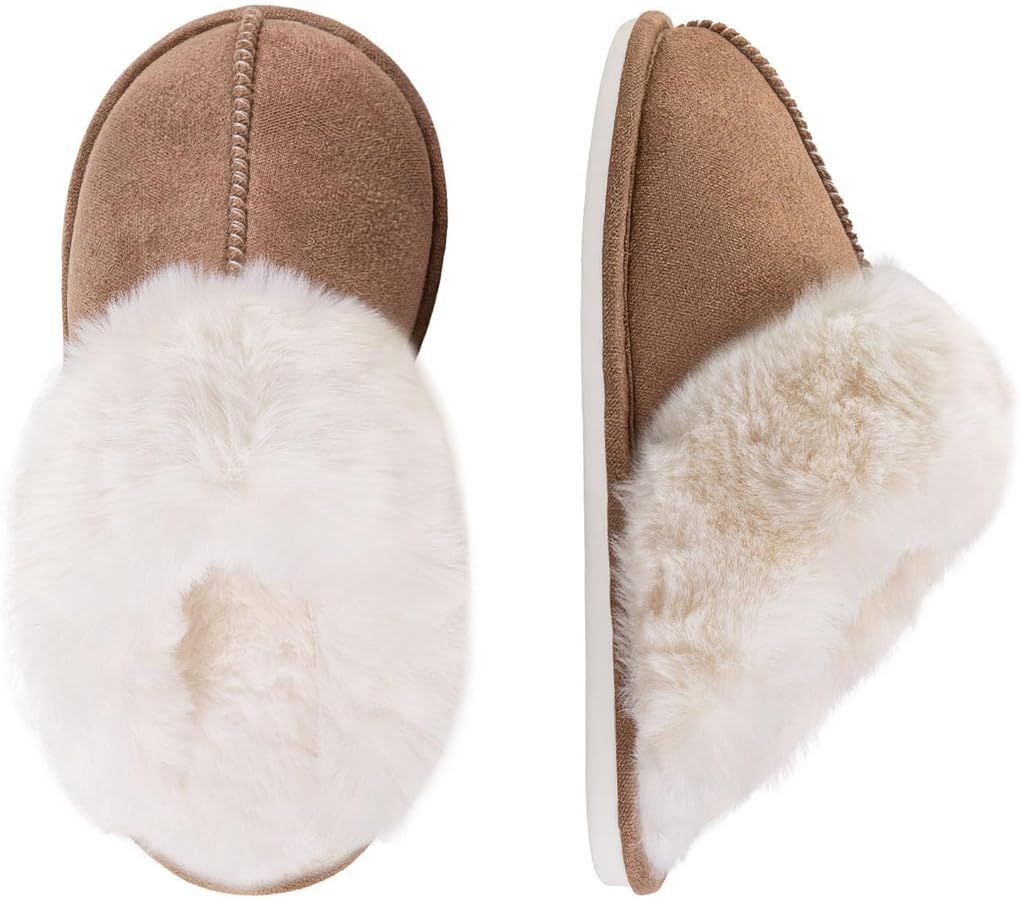 Fuzzy House Slippers for Women,Fluffy Memory Foam House Bedroom Slippers,Womens Shoes Casual Fall... | Amazon (US)