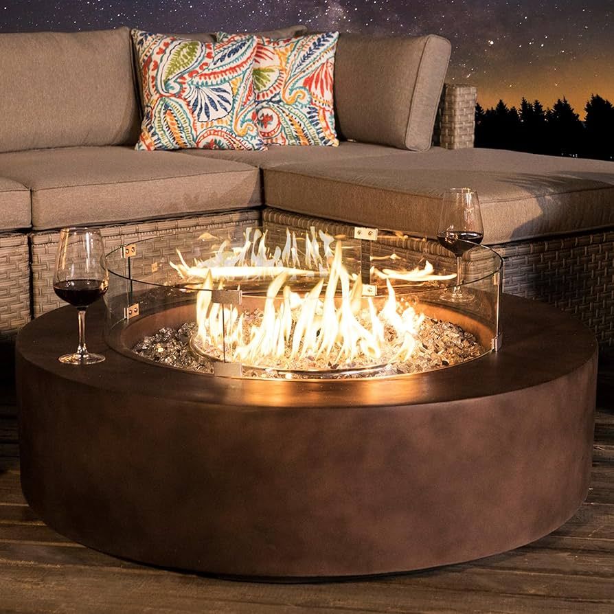 COSIEST Outdoor Propane Fire Pit Coffee Table w Dark Bronze 40.5-inch Round Base Patio Heater, 50... | Amazon (US)