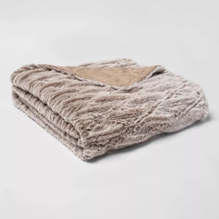 55x80 Solid Faux Fur Bed Throw - Threshold™ | Target