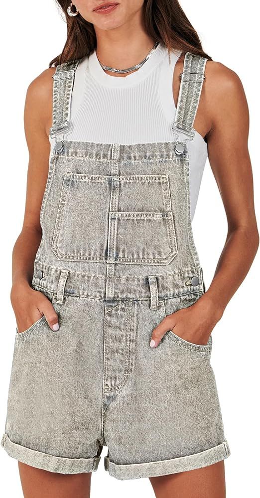 ANRABESS Womens's Denim Shortalls Loose Fit Sleeveless Adjustable Straps Shorts Bib Overalls Jean... | Amazon (US)