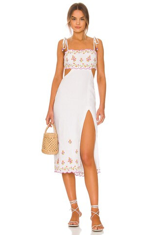 MAJORELLE Wesley Midi Dress in Ivory Daydream from Revolve.com | Revolve Clothing (Global)