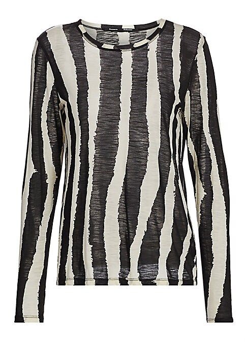 Proenza Schouler Women's Zebra Stripe Long Sleeve T-Shirt - Black Ecru - Size Large | Saks Fifth Avenue