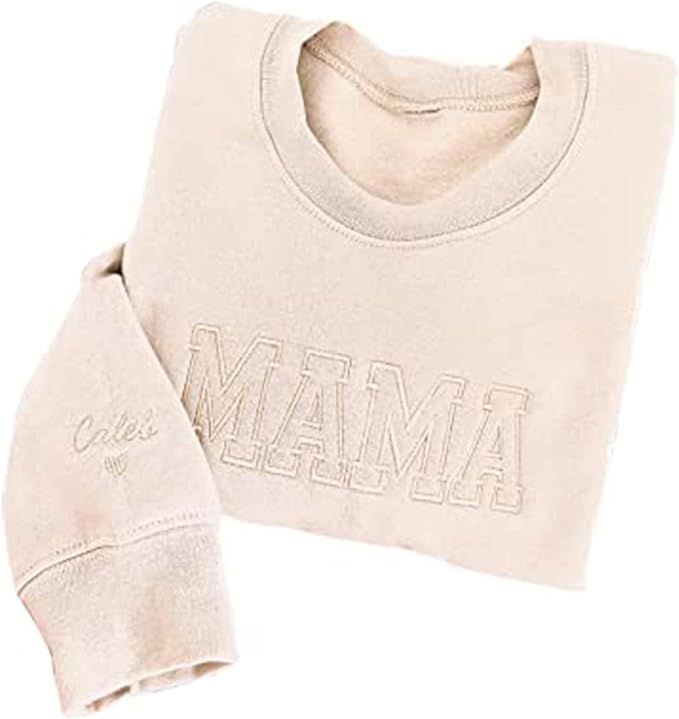 IZI POD Personalized Mama Sweatshirt Embroidered Heart on Kids Name, Custom Grandma Shirt, Gifts ... | Amazon (US)