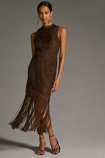 Not So Serious by Pallavi Mohan Fringed Halter Dress | Anthropologie (US)